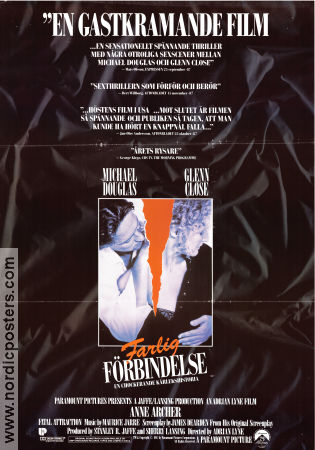 Farlig förbindelse 1987 poster Michael Douglas Glenn Close Anne Archer Adrian Lyne