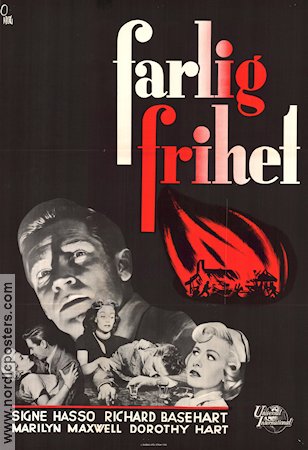 Farlig frihet 1950 poster Signe Hasso Richard Basehart