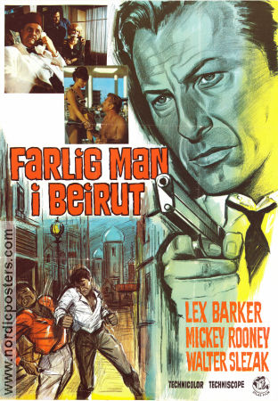 Farlig man i Beirut 1965 poster Lex Barker Mickey Rooney Michael Medwin Peter Bezencenet