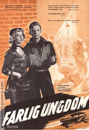 Farlig ungdom 1953 poster Ib Mossin Birgitte Bruun Per Lauesgaard Lau Lauritzen Danmark