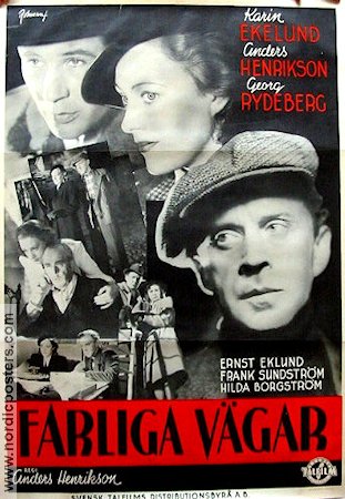 Farliga vägar 1942 poster Karin Ekelund Anders Henrikson Georg Rydeberg