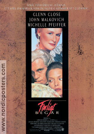 Farligt begär 1988 poster Glenn Close John Malkovich Michelle Pfeiffer Uma Thurman Stephen Frears