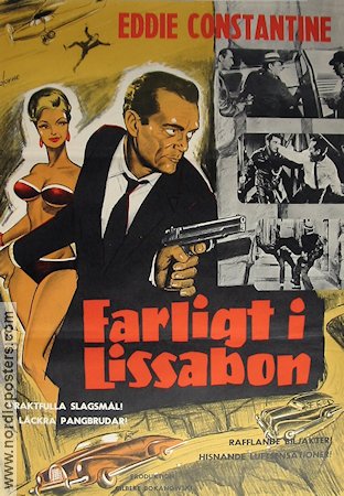 Farligt i Lissabon 1961 poster Eddie Constantine