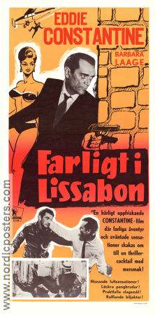 Farligt i Lissabon 1961 poster Eddie Constantine Barbara Laage Stefan Schnabel Pierre Montazel