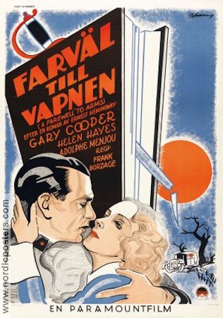 Farväl till vapnen 1932 poster Gary Cooper Helen Hayes Text: Ernest Hemingway