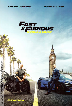 Fast and Furious Presents: Hobbs and Shaw 2019 poster Dwayne Johnson Jason Statham Idris Elba David Leitch Bilar och racing