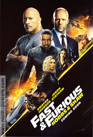 Fast and Furious Presents: Hobbs and Shaw 2019 poster Dwayne Johnson Jason Statham Idris Elba David Leitch Bilar och racing