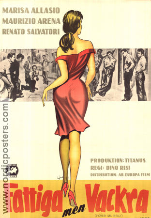 Fattiga men vackra 1958 poster Marisa Allasio Maurizio Arena Renato Salvatori Dino Risi Damer Affischkonstnär: Walter Bjorne