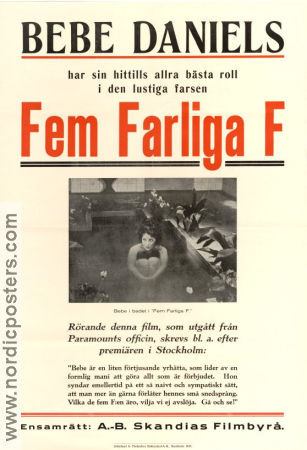 Fem farliga F 1921 poster Bebe Daniels Jack Holt Maurice Campbell