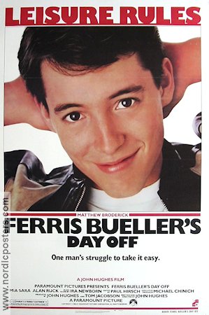Ferris Bueller´s Day Off 1986 poster Matthew Broderick Jeffrey Jones John Hughes Skola