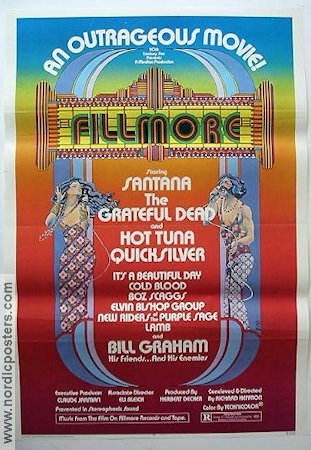 Fillmore 1972 poster Bill Graham Marty Balin Santana Grateful Dead Richard T Heffron Rock och pop Art Deco