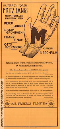 Filmen M 1931 poster Peter Lorre Fritz Lang