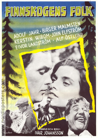 Finnskogens folk 1955 poster Birger Malmsten Adolf Jahr Kerstin Wibom Ivar Johansson Blommor och växter