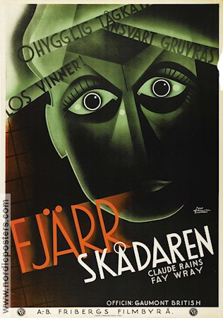 Fjärrskådaren 1935 poster Claude Rains Fay Wray Art Deco