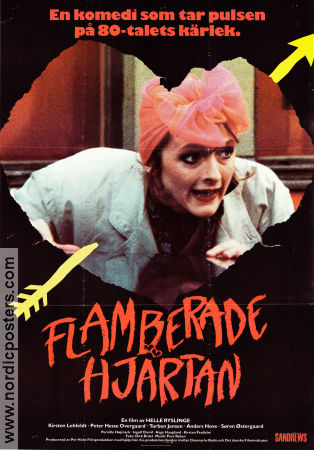 Flamberade hjärtan 1986 poster Kirsten Lehfeldt Torben Jensen Helle Ryslinge Danmark