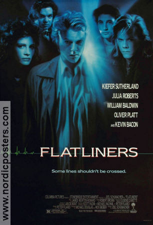 Flatliners 1990 poster Kiefer Sutherland Julia Roberts Kevin Bacon Joel Schumacher