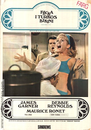 Flicka i turkos bikini 1968 poster James Garner Debbie Reynolds Maurice Ronet Jerry Paris