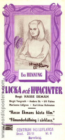 Flicka och hyacinter 1950 poster Eva Henning Anders Ek Birgit Tengroth Ulf Palme Hasse Ekman Konstaffischer Blommor och växter