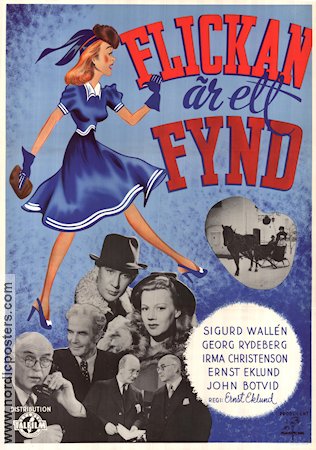 Flickan är ett fynd 1940 poster Sigurd Wallén Georg Rydeberg Irma Christenson John Botvid Ernst Eklund