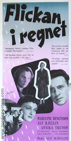 Flickan i regnet 1955 poster Marianne Bengtsson Annika Tretow Gunnel Lindblom Ingvar Kjellson Alf Kjellin