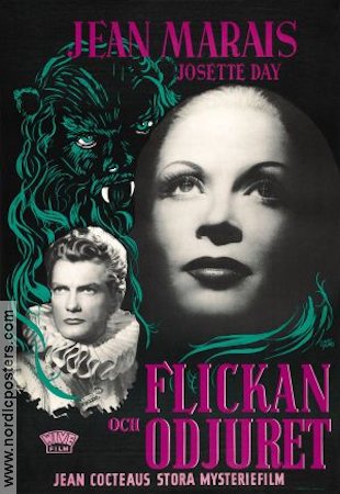 Flickan och odjuret 1947 poster Jean Marais Josette Day Jean Cocteau