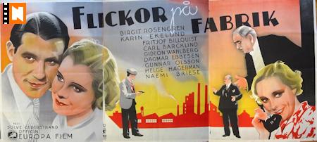 Flickor på fabrik 1935 poster Birgit Rosengren Karin Ekelund Fritiof Billquist Naemi Briese Eric Rohman art Hitta mer: Large poster