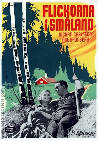 Flickorna i Småland 1945 poster Sickan Carlsson Åke Grönberg Sigge Fürst Schamyl Bauman