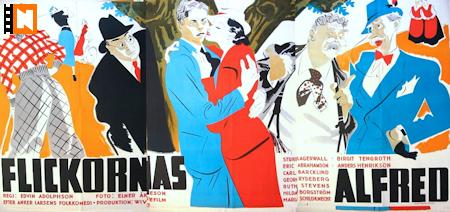 Flickornas Alfred 1935 poster Sture Lagerwall Birgit Tengroth Eric Abrahamson Hilda Borgström Maria Schildknecht Edvin Adolphson Affischkonstnär: Birger Lundqvist Hitta mer: Large poster