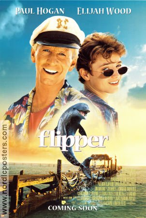 Flipper 1996 poster Elijah Wood Paul Hogan Jonathan Banks Alan Shapiro Fiskar och hajar Från TV