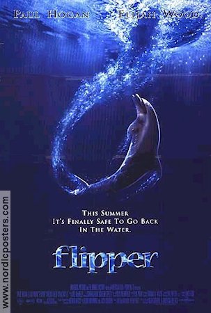 Flipper 1996 poster Elijah Wood Paul Hogan Jonathan Banks Alan Shapiro Fiskar och hajar Från TV