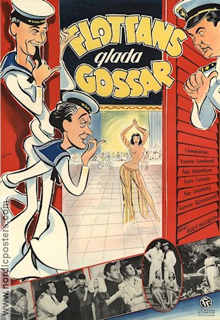 Flottans glada gossar 1954 poster Yvonne Lombard Åke Söderblom Egon Larsson