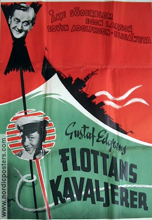 Flottans kavaljerer 1948 poster Åke Söderblom Egon Larsson Marianne Löfgren Bojan Westin Gustaf Edgren