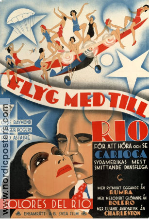 Flyg med till Rio 1933 poster Dolores del Rio Fred Astaire Ginger Rogers Thornton Freeland
