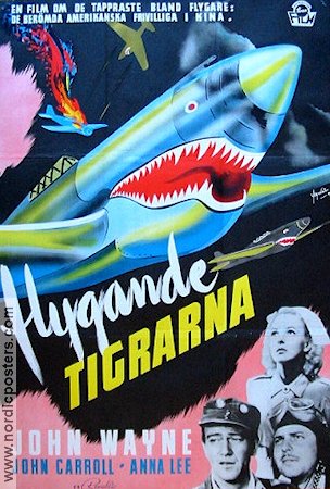 Flygande tigrarna 1942 poster John Wayne John Carroll Anna Lee David Miller Flyg