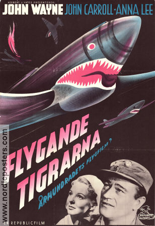 Flygande tigrarna 1942 poster John Wayne John Carroll Anna Lee David Miller Flyg