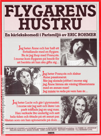 Flygarens hustru 1981 poster Philippe Marlaud Marie Riviere Anne-Laure Meury Eric Rohmer