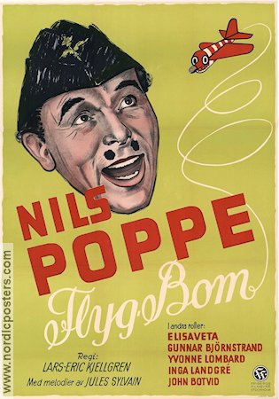 Flyg-Bom 1952 poster Nils Poppe Elisaveta Yvonne Lombard Elisaveta Lars-Eric Kjellgren Flyg