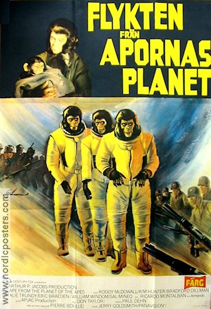 Flykten från apornas planet 1971 poster Roddy McDowall Kim Hunter Bradford Dillman Don Taylor