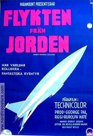 Flykten från jorden 1951 poster Richard Derr Barbara Rush Peter Hansen Rudolph Maté Affischkonstnär: Gösta Åberg Rymdskepp