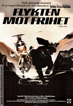 Flykten mot frihet 1982 poster John Hurt Martin Rosen Text: Richard Adams Animerat Hundar