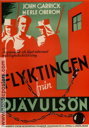 Flyktingen från djävulsön 1934 poster John Garrick Margot Grahame Merle Oberon Bernard Vorhaus