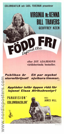 Född fri lejonet Elsa 1966 poster Virginia McKenna Bill Travers James Hill Text: Joy Adamson Katter