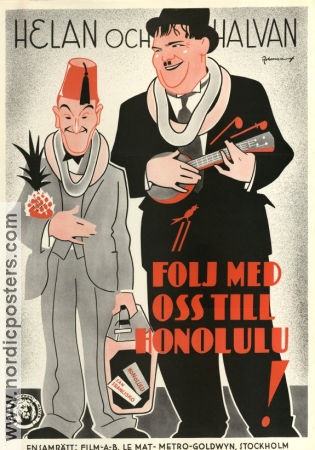Följ med oss till Honolulu 1933 poster Laurel and Hardy Stan Laurel Oliver Hardy William A Seiter