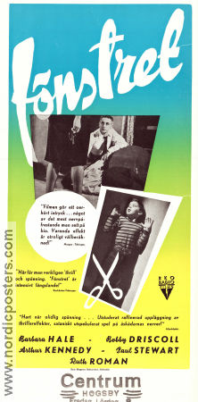 Fönstret 1949 poster Barbara Hale Bobby Driscoll Arthur Kennedy Ted Tetzlaff Film Noir