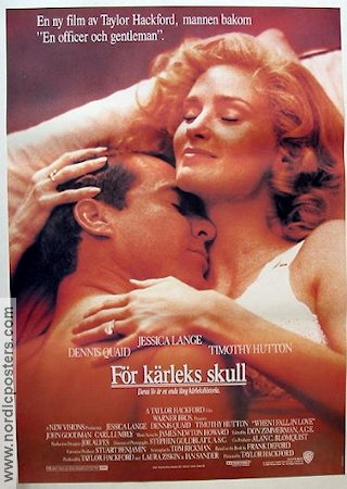 För kärleks skull 1989 poster Jessica Lange Dennis Quaid Timothy Hutton Taylor Hackford Sport Romantik