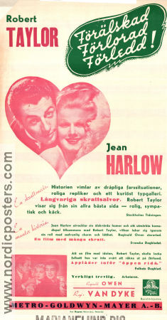 Förälskad förlorad förledd 1937 poster Jean Harlow Robert Taylor WS Van Dyke
