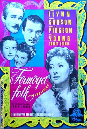 Förmöget folk 1950 poster Errol Flynn Greer Garson Janet Leigh