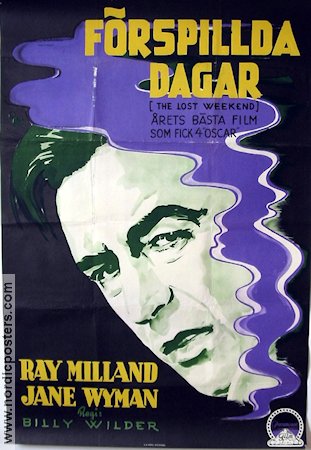 Förspillda dagar 1946 poster Ray Milland Jane Wyman Billy Wilder