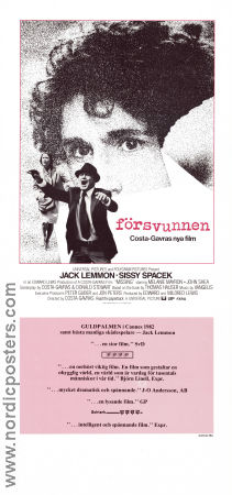 Försvunnen 1982 poster Jack Lemmon Sissy Spacek Melanie Mayron Costa-Gavras