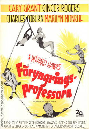 Föryngringsprofessorn 1952 poster Marilyn Monroe Cary Grant Ginger Rogers Charles Coburn Howard Hawks